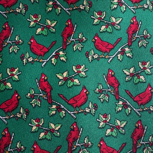 Bird Dog Bay CARDINAL CALLING: TIE - GREEN 100% Silk - Picture 6 of 8
